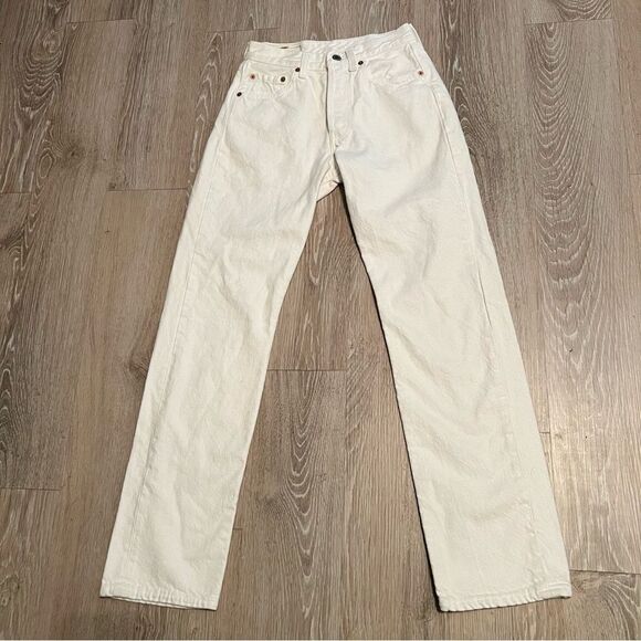 Vintage 90s Levi’s 501 XX USA Jean White Straight Leg Rigid Denim 27 24 x 29 2 - Picture 2 of 12